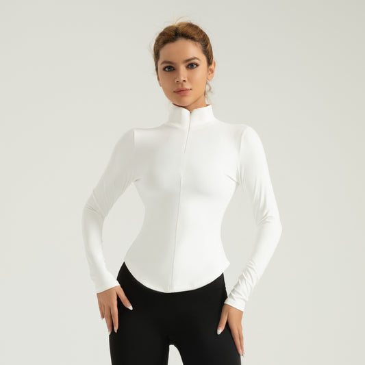 Sculpt Zip-Up Top white